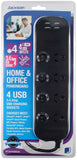 Jackson 4 Outlet 4 X USB Surge Protected Powerboard Fast Charging 3.4amp USB JACKSON INDUSTRIES