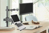 Brateck Economical Double Joint Articulating Steel Monitor Arm with Laptop Holder Fit Most 13"-32" Monitors Brateck
