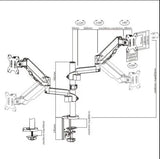 Brateck Dual Minitor Full Extension Gas Spring Dual Monitor Arm (independent Arms) Fit Most 17"-32" Brateck