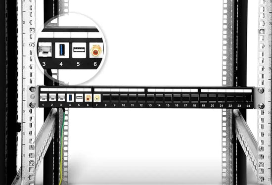 1U 24 Ports STP/UTP Blank Keystone High Quality Patch Panel Shielded Cat6a MACARAC 19" Inch Sheetmetal