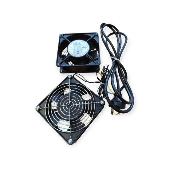 Dual Fan Incl. 240vAC Lead Plug and guard (120mm X 38mm) MACARAC 19" Inch Sheetmetal