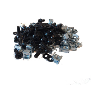 19" RACK MOUNT FASTENERS / 100 PACK (Cage Nuts, Screws, Washers)