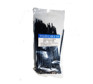 Black Nylon Cable Ties 150mm x 3.6mm  UV resistant 100 Pack Adaptex