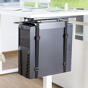 Brateck Strap-On Under-Desk ATX Case Holder with Sliding Track