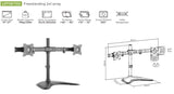 Brateck Curved Horizontal Rail Dual Monitor Array Desktop Stand Fit most 13"-27"