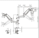 Brateck Dual Minitor Full Extension Gas Spring Dual Monitor Arm (independent Arms) Fit Most 17"-32"