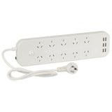 Jackson 10 Outlet Surge Protected Powerboard with 6 USB Ports